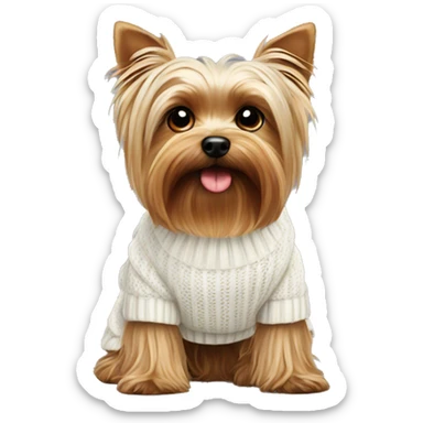 Yorkshire terrier cute dog in white sweater  sticker