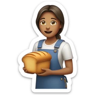 girl eating loaf of bread sticker