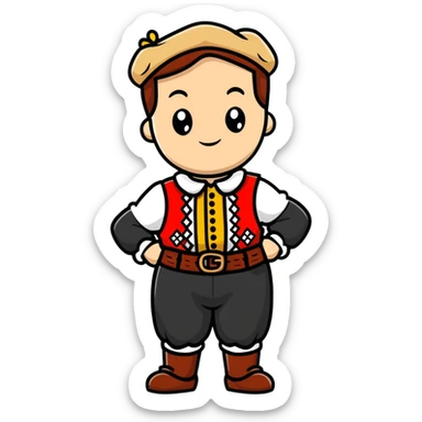German in traditional Bavarian clothing shrugging sticker