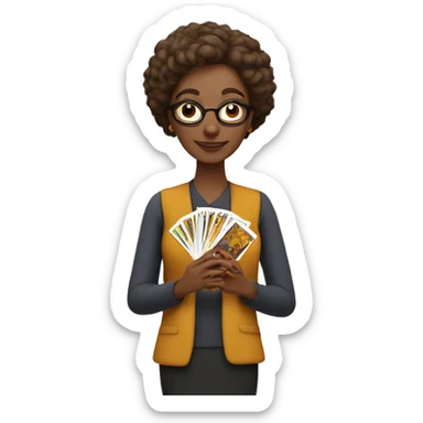 Teacher with tarot cards in hands sticker