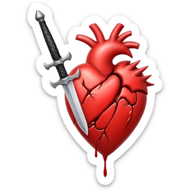 The real heart stabbed with a dagger sticker