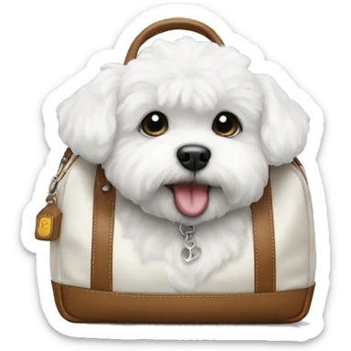 bichon dog on a bag  sticker