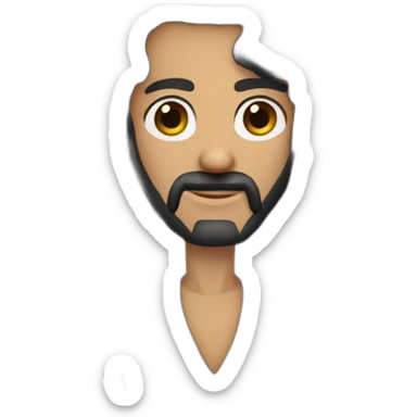 hombre de 45 años cabello muy corto negro con canas barba con canas vestido formal ojos negros sticker