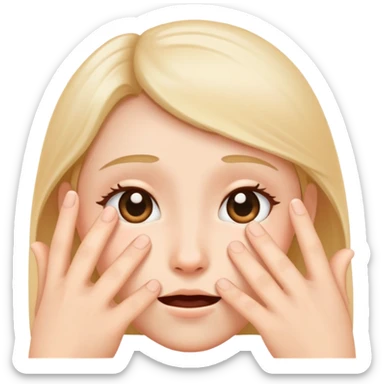 Shy face with fingers pressing together  sticker