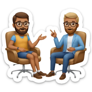 Tow guys in a chair asking sticker