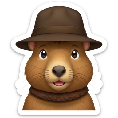 Capibara with a hat sticker