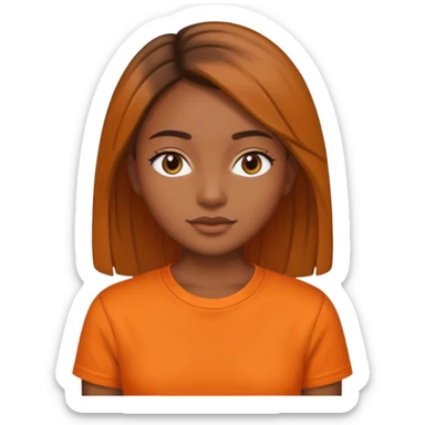 brown skin girl straight hair and orange shirt sticker