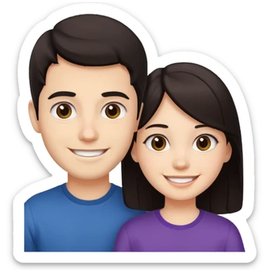 Brother ans sister, white skin, dark hair sticker