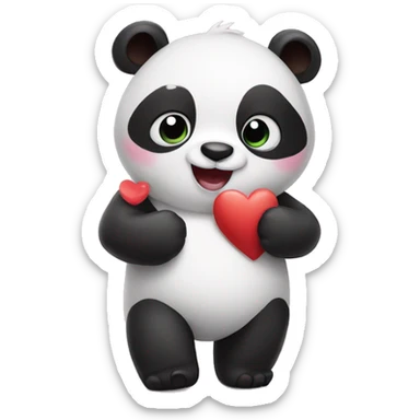 Panda with hearts sticker