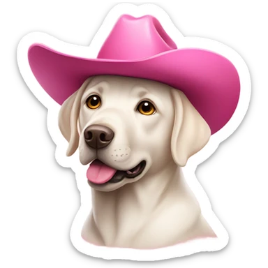 white labrador wearing pink cowboy hat sticker