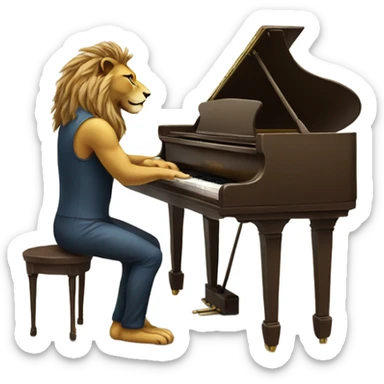 Lion playing piano sticker