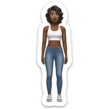 a whitwoman in a sports bra wearing jeans  sticker