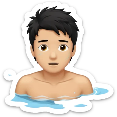 Lifeguard male tanned skin Teenager with Black messy hair swimming to rescue someone sticker
