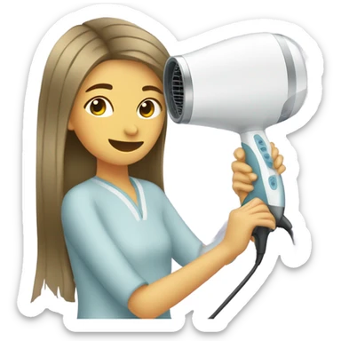 Girl is drying wet sail using the hair dryer sticker