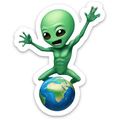 Alien throwing earth  sticker