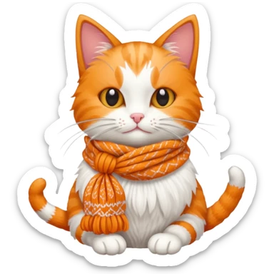 Cat knitting a tiny scarf sticker