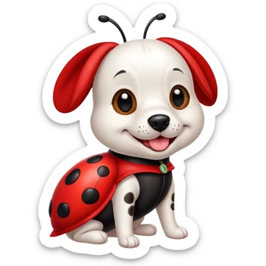 dog wearing a ladybug costume sticker