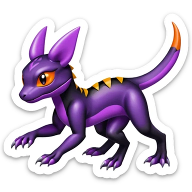 Cute Shiny Guilmon-Salandit-Umbreon-Fakémon-hybrid-creature (full body)  sticker