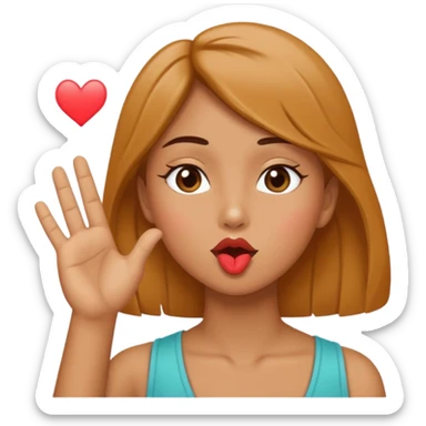 Blowing kiss with hand sticker