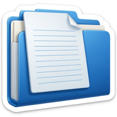 a blue file with white paper blank name label on it sticker