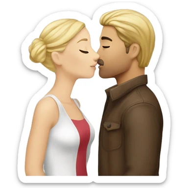 Blonde-hair-woman-and-brown-hair-man-kisses sticker
