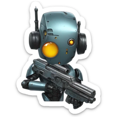 Robot cyberpunk with a gun sticker