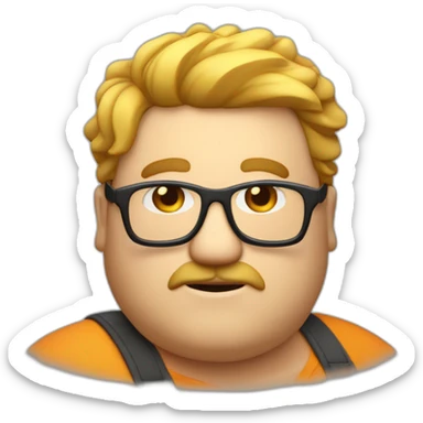Fat man con gafas y el pelo rubio corto diciendo hola sticker