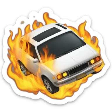 car on fire sticker