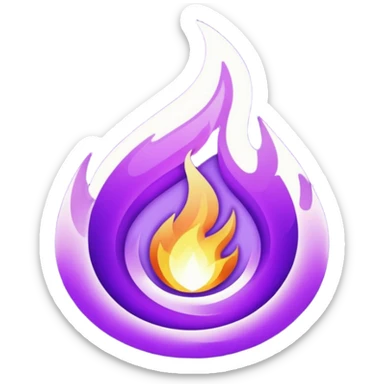 glitter purple fire sticker