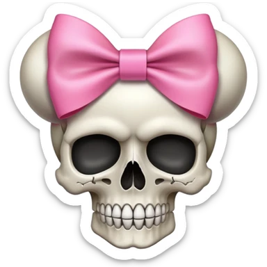 Skull wearing a pink bow sticker