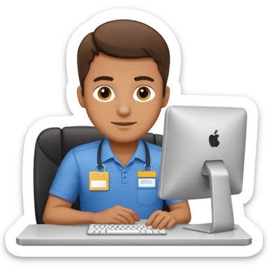 The man working at the computer store sticker