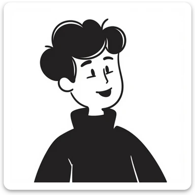 A person with a smile and AI-inspired hairstyle sticker