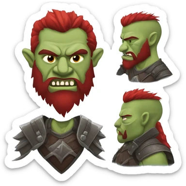 armored orc berserker with red beard & mohican sticker
