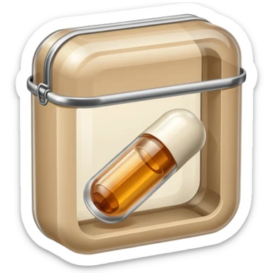 medicine capsule in case in nutral colors sticker