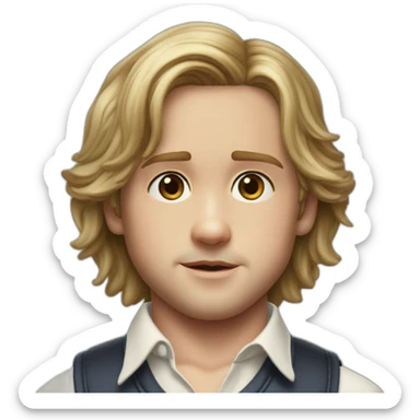 hyper realistic ryan gosling kid acter boy middle part hair outer banks sticker