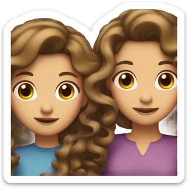 Girl with brown hair curling the hair of another girl sticker