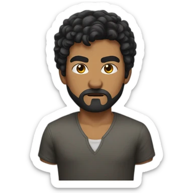 angry black-haired, beardless, young man sticker