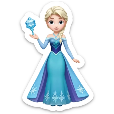 Isolated, breathtakingly vivid and intricately detailed digital illustration of the most incredibly cute  Elsa (Frozen) figurine imaginable, toy style. sticker