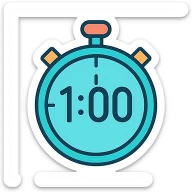 stopwatch with a clear and recognizable 1 minute icon in the middle, suitable for use as an emoji or icon, simple and modern style sticker