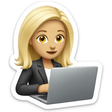 blonde freelancer with laptop  sticker