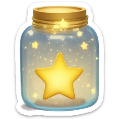 glowing star jar with tiny golden stars inside, emitting a soft sparkle. sticker