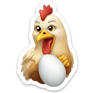 Chicken holding an egg sticker