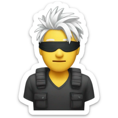 Man with blindfold and white spiky hair sticker
