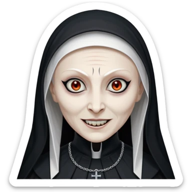 create an evil nun emoji based on valak from the conjuring sticker