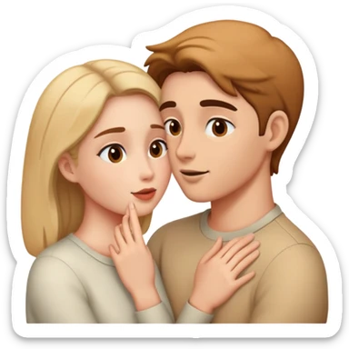 Two people sharing a secret, intimate moment of trust sticker