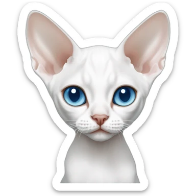 Slim white devon rex with light blue eyes cute sticker