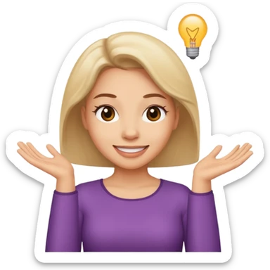 a female shrugging her shoulders, smiling ￼ sticker