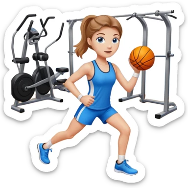 Sporty white girl with light brown hair and blue eyes playing sport at the gyp sticker