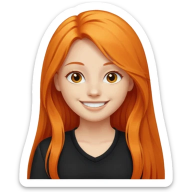 girl with very long orange hair and black clothes living sticker