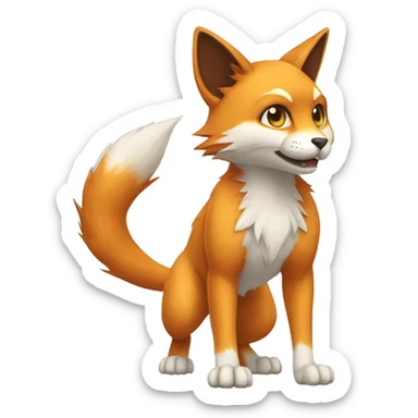 a cat-fox-Fakémon-hybrid full body sticker
